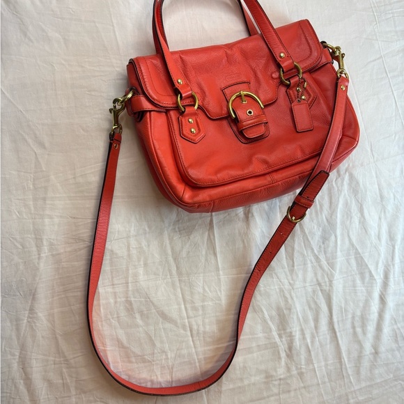 Coach Campbell Orange Leather Crossbody Satchel - Picture 3 of 16